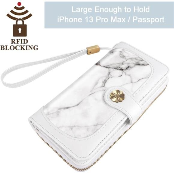 Wallets Multi Card Holder Clutch Marble White - Picture 5 of 7